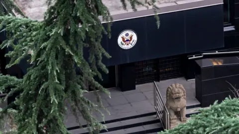 Getty Images The US Consulate-General in Chengdu is pictured on July 23, 2020 in Chengdu, Sichuan Province of China.