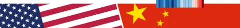 A banner of the US and China flags