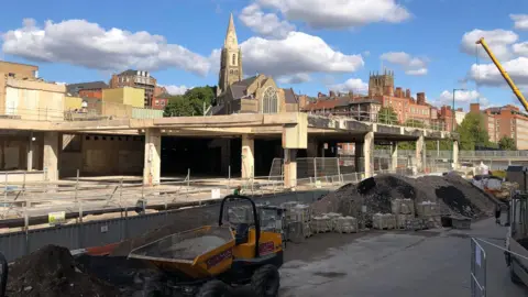 A building site where the Broad Marsh shopping centre once stood 