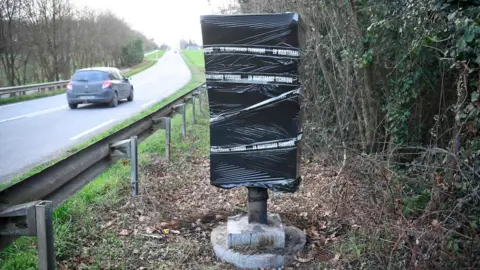 AFP Destroyed speed camera, Saint-Jean-sur-Vilaine, western France, 8 Jan 19