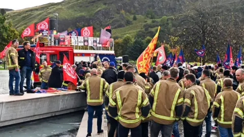 Getty Images FBU protest at Holyrood