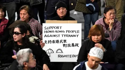 AFP Supporters of Hong Kong pro-democracy protesters demonstrate in Sydney