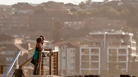 Getty Images Sydneysiders out in the warm weather in July