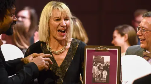 Getty Images Hannah Lowe at the Costa Book Awards ceremony