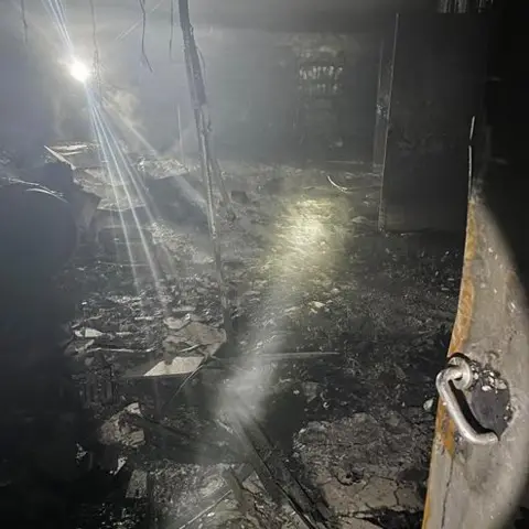 Mid and West Wales Fire and Rescue Service Aftermath of arson at former Baglan Power Station