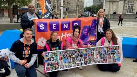 Gemma Dillon/BBC Parents protesting in Leeds