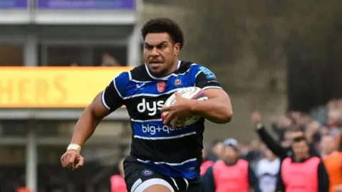 Vilikesa Sela running with the ball during Bath's cup win against Bristol