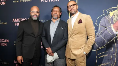 Getty Images Jeffrey Wright, Percival Everett and Cord Jefferson