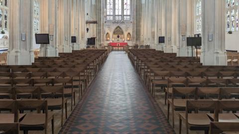 New chairs inside St Edmundsbury Cathedral Nave