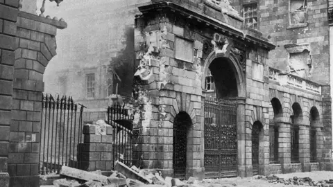 Getty Images Four Courts in Dublin after being bombarded