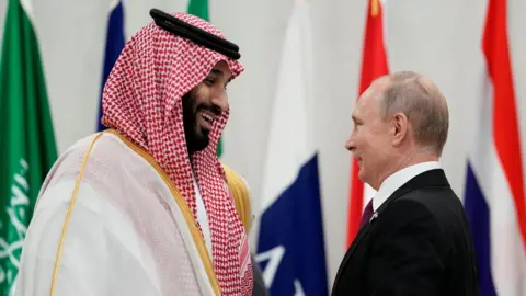 Saudi Arabia"s Crown Prince Mohammed bin Salman and Russia"s President Vladimir Putin