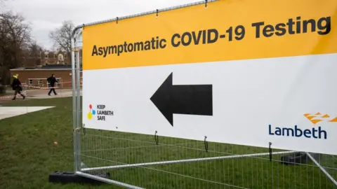 PA Media A sign in Lambeth during testing in January