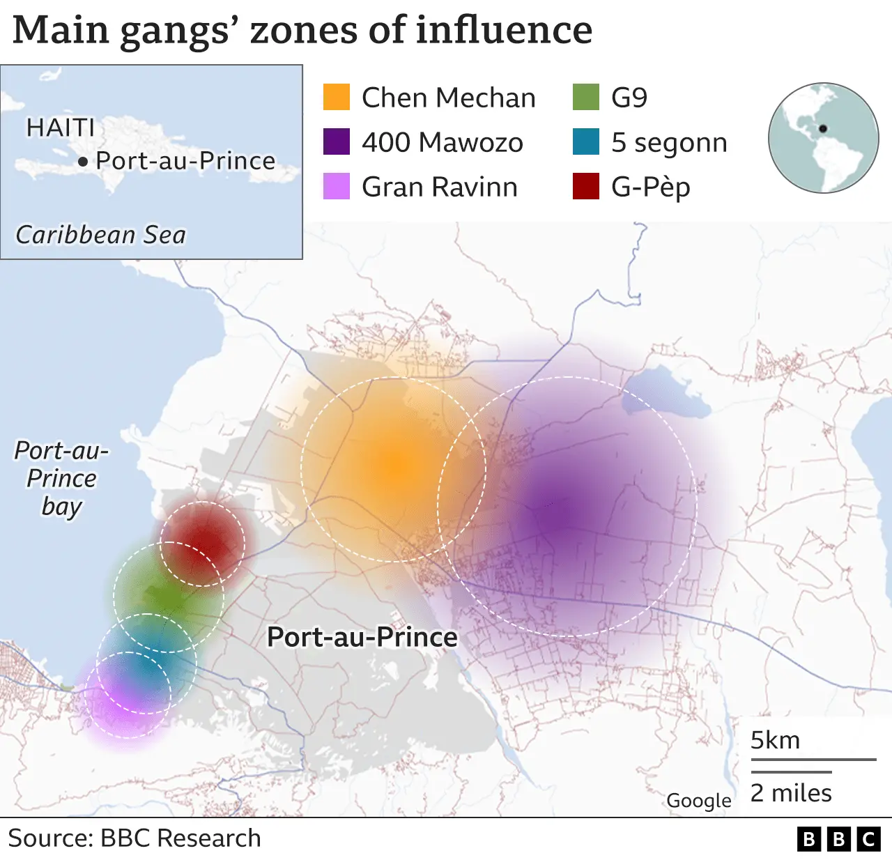 Main gangs' zones of influence