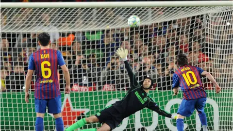 Getty Images Messi's penalty hit the bar