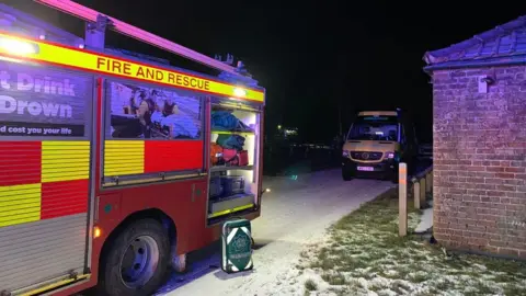 Malton Fire Station Fire engine and ambulance