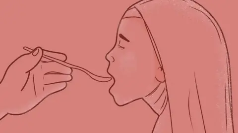 Animation of a victim of cough syrup in The Gambia