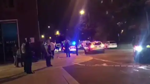 Scene at Warwick Road, near the junction with Kensington High Street