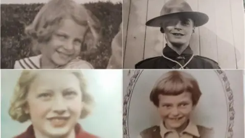 A composite photograph of four portrait pictures of Sunderland children who died on board of SS City of Benares. Irene Smith is top left, smiling with her head tilted. She has short blonde hair, which is curly at the ends. The photo next to her is of Geoffrey Crawford, smiling at the camera. He is wearing wide brim hat and a black shirt and tie. In the lower left corner is Edith Smith, smiling in a red coat. Her short blonde hair is curly at the ends. the photo next to her shows Maureen Dixon, smiling at the camera. She is wearing a white shirt and has short straight brown hair and a fringe. 