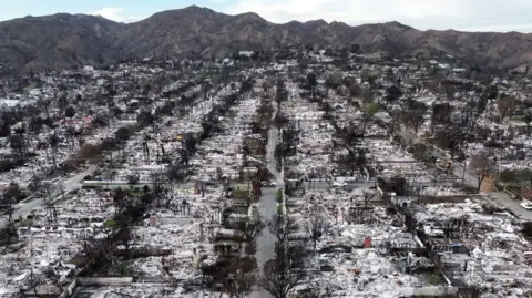 Getty image homes burnt on land