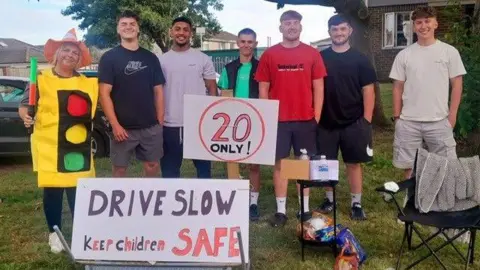 Faye with a group of young people who support her campaign 