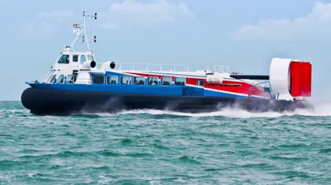 Getty Images Stock photo of a marine hover craft crossing the Solent at full speed.