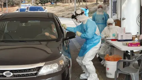 EPA Drive-through testing in South Korea