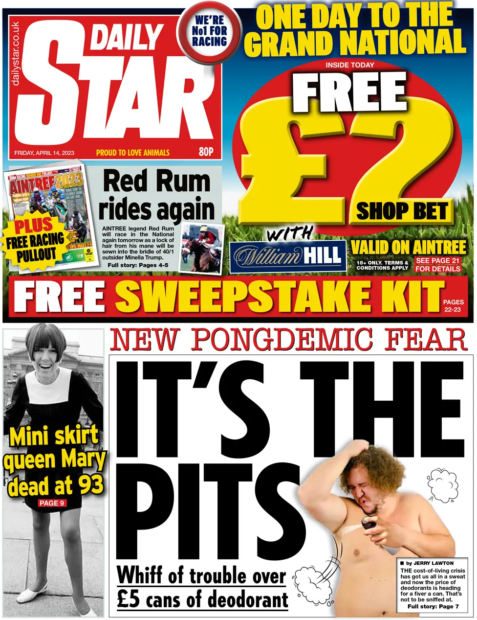 Daily Star front, 14 April 2023