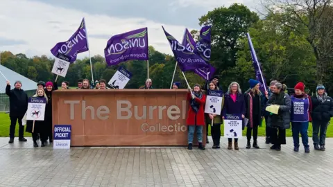 Unison Glasgow Unison members on Tuesday at The Burrell Collection in Glasgow's Pollok Park