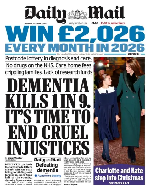 The headline on the front page of the Daily Mail reads: “Dementia kills 1 in 9. It's time to end cruel injustices”.