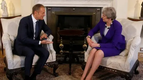 Reuters Donald Tusk and Theresa May in Downing Street