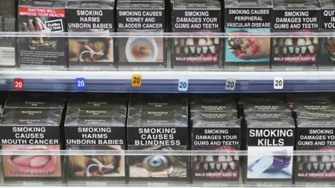 Getty Images Cigarettes on a shop shelf in Sydney, New South Wales, May 2016