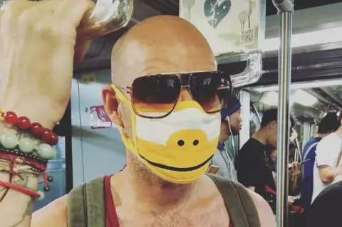 Michael Hope Michael Hope in a face mask