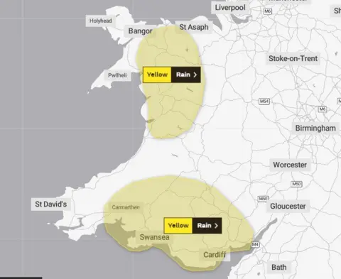 Met Office Weather warning map for Wednesday, 19 February, issued by Met Office