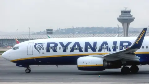 Getty Images A Ryanair plane on a runway