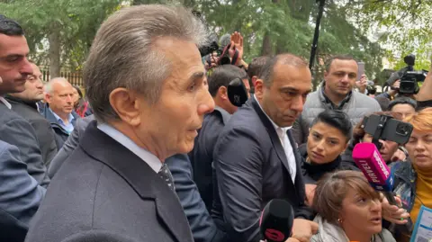 Bidzina Ivanishvili spoke to reporters after voting in Tbilisi