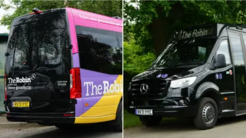 Gloucestershire County Council The Robin buses from the front and back