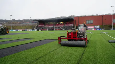 The current playing surface at Scarborough Sports Village is being removed by contractors
