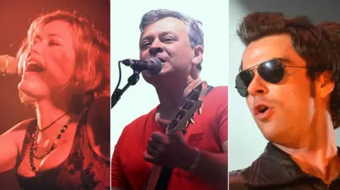 Getty/BBC Cerys Matthews singing in Catatonia, James Dean Bradfield performing with Manic Street Preachers and Kelly Jones from Stereophonics