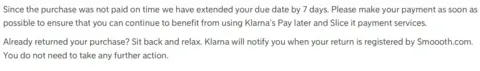 Klarna Klarna late payment notice letter