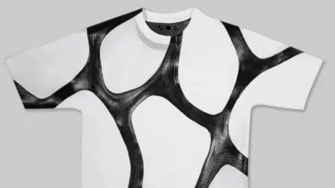 Modern Meadow Vegan leather on T-shirt