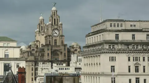 Reuters Liverpool skyline from inland showing the Liver Building and other buildings around the city centre.