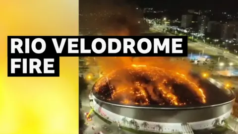 Rio de Janeiro's Olympic Park Velodrome on fire