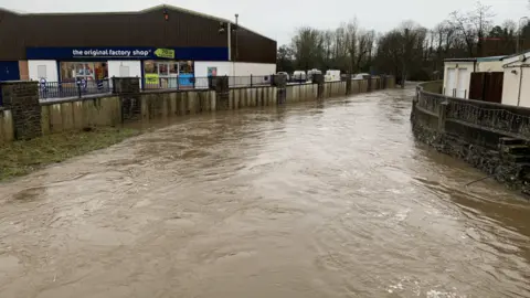 Flooding of the river Cynin in St Clears