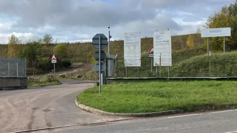 Entrance to Hafod Quarry landfill site in Wrexham