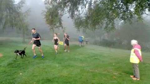 PAul Horne Valerie Horne marshalling at Ipswich Parkrun