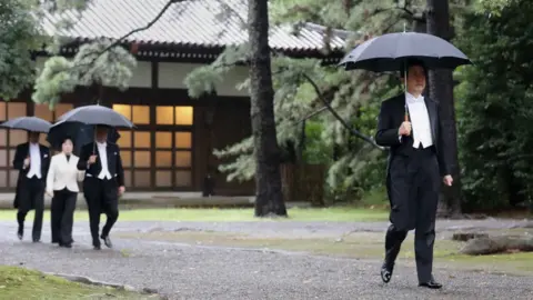 Getty Images Shinzo Abe pictured at the Imperial Palace in Japan