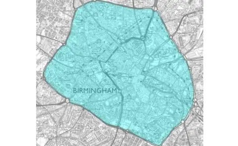 Birmingham City Council Map of proposed clean air zone