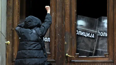 Protester in Belgrade