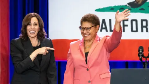 Getty Images Karen Bass and Kamala Harris