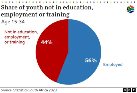 Pie chart showing youth unemployment